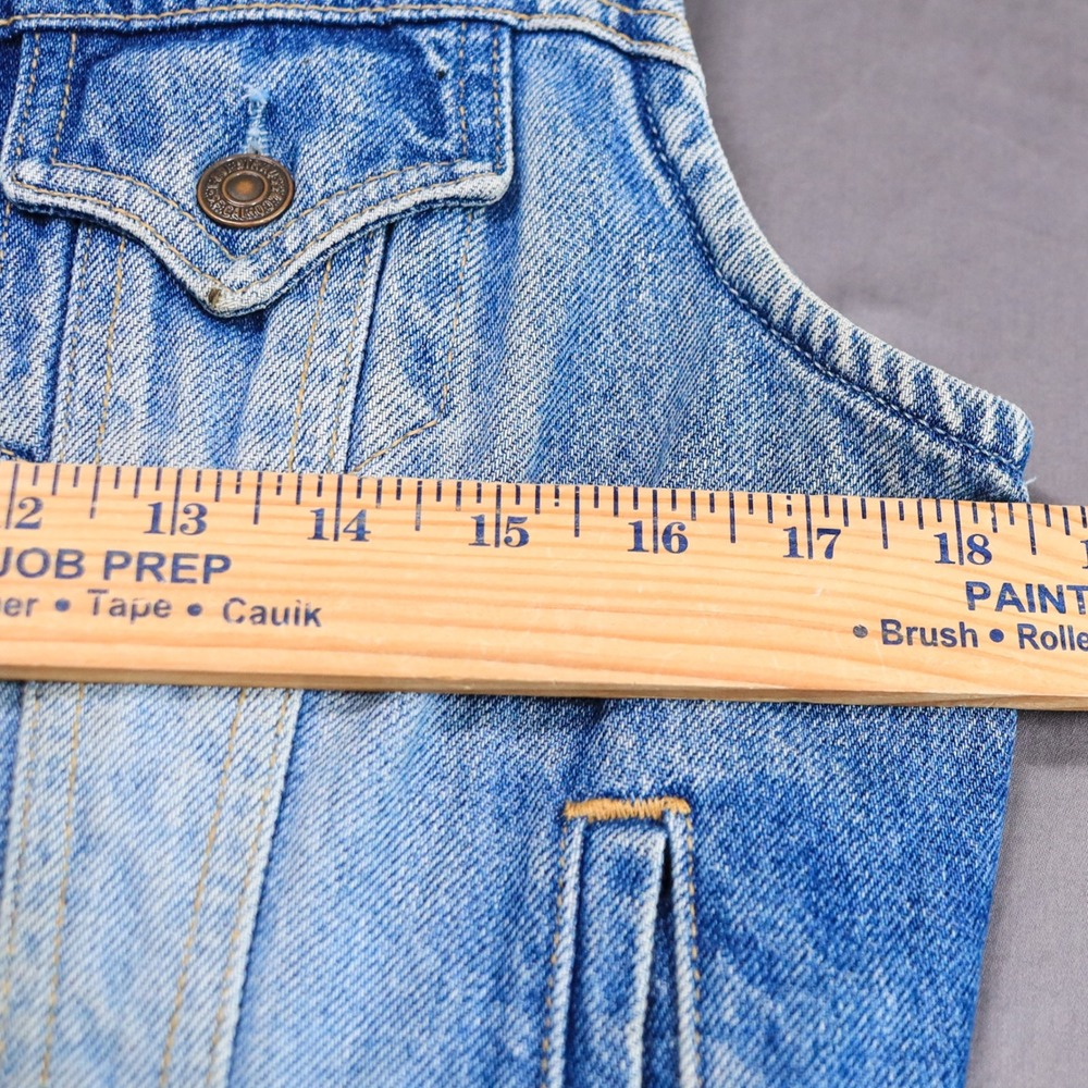 Levi Strauss Signature Denim Trucker Vest Women Size L Blue Faded Distressed Y2K - Picture 13 of 14